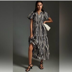 Striped Black and White Maxi Dress Anthropologie
